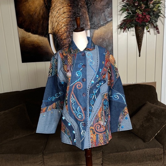 Silverstream • Vtg • Denim • Jacket • Embroidery • Paisley • One Size - Picture 11 of 16